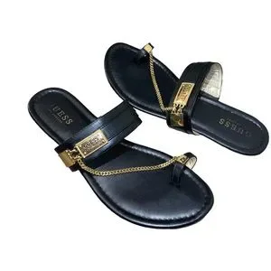 Guess Shoes Guess Black Sandals With Gold Chain Poshmark